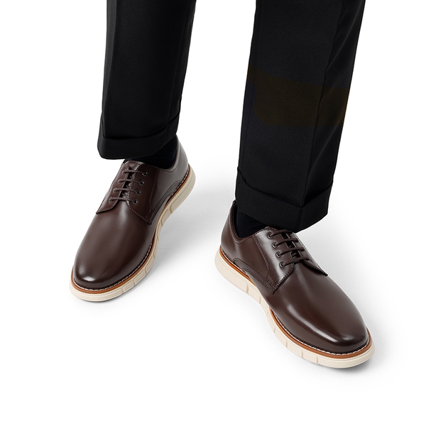 [CrossFlex NeatPolish] Men's Wide Width Non-Slip Dress Sneakers - DARK BROWN - 5